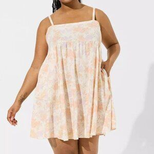 Torrid Dress 00X - Floral Fit Flare Mini Cami Sundress Pockets Babydoll Plus New